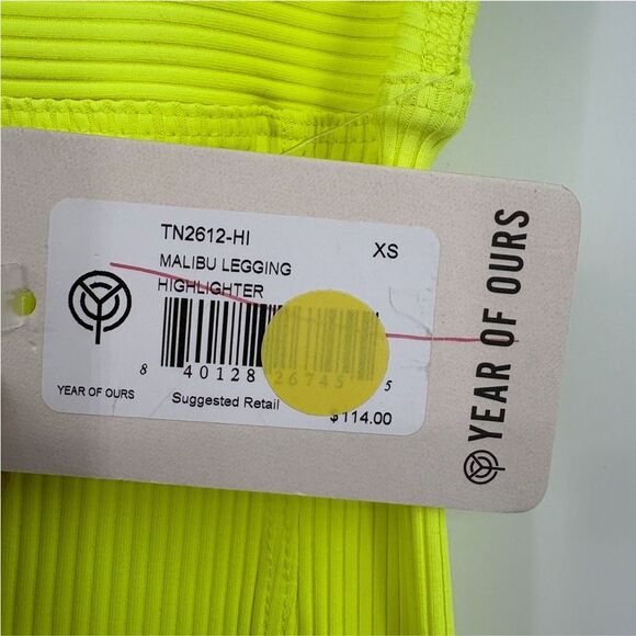 Year of Ours Malibu Ribbed Legging in Highlighter Yellow Women’s Size XS NWT - Picture 7 of 7